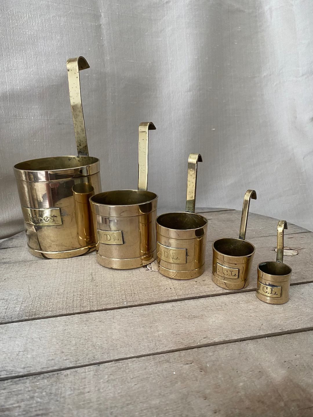 Vintage European Brass Measuring Cups - Etsy | Etsy (US)