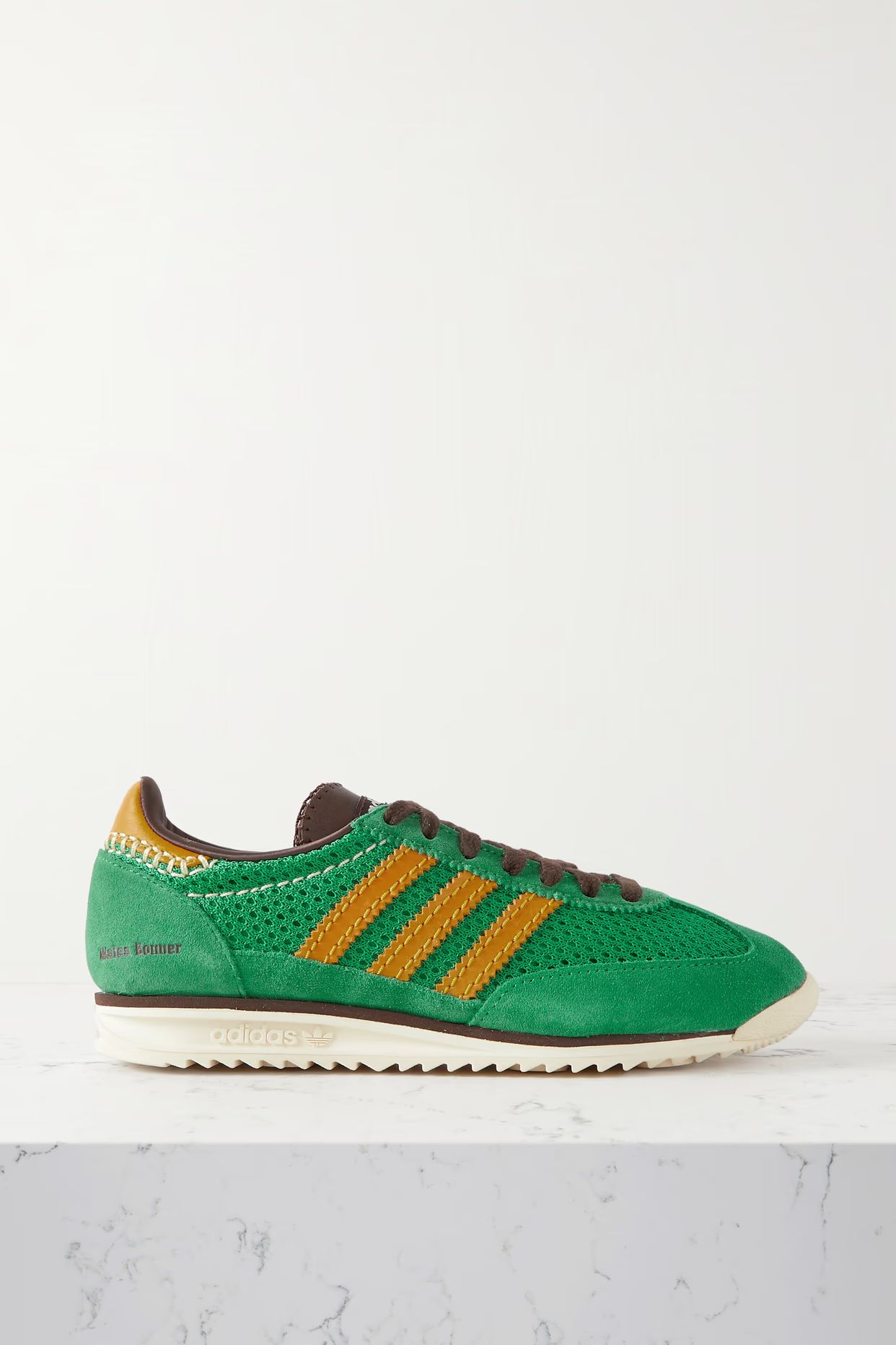 adidas Originals - + Wales Bonner Sl72 Leather-trimmed Suede And Mesh Sneakers - Green | NET-A-PORTER (UK & EU)