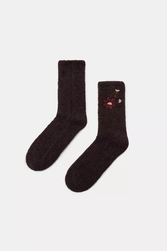 EMBROIDERED FLORAL SOCKS | Zara Canada