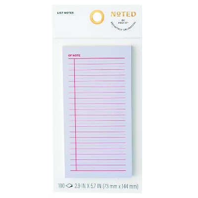 Noted by Post-it 3"x6" List Sticky Notes 100ct | Target