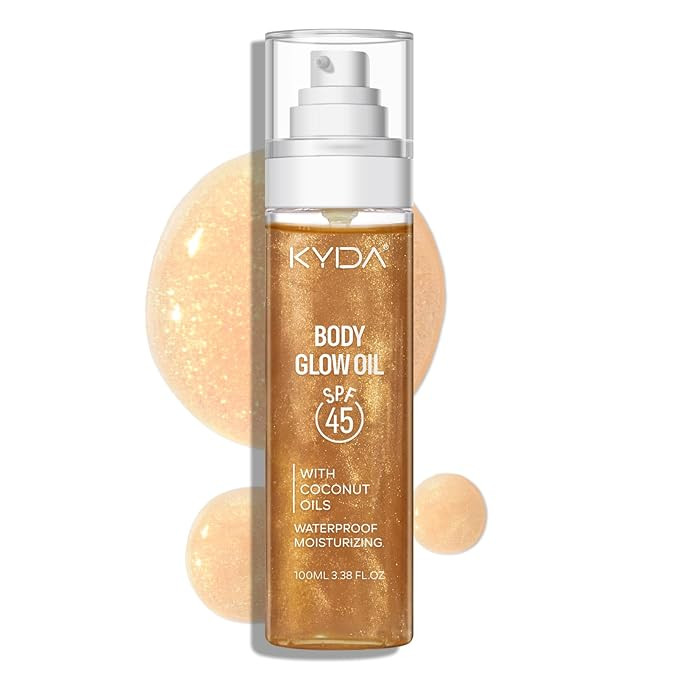 KYDA Body Glow Oil, Broad Spectrum SPF 45, Sunscreen Body Oil with Gold Mica, Sun-kissed Glow Ski... | Amazon (US)