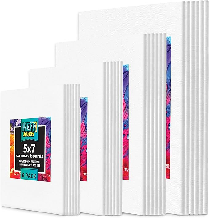 KEFF 24-Pack Bulk Canvas for Painting, 6 of 5x7, 8x10, 9x12, 11x14 Canvas Boards for Painting, Ar... | Amazon (US)