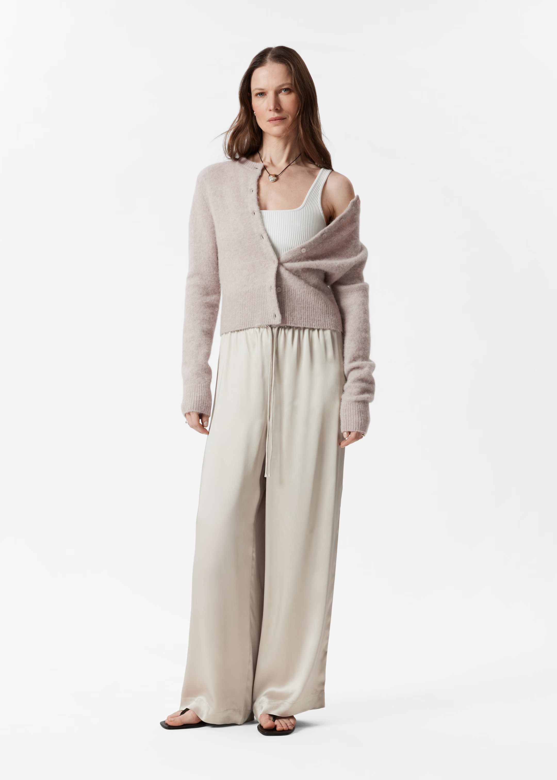 Drawstring Satin Trousers - Beige - & Other Stories GB | & Other Stories UK
