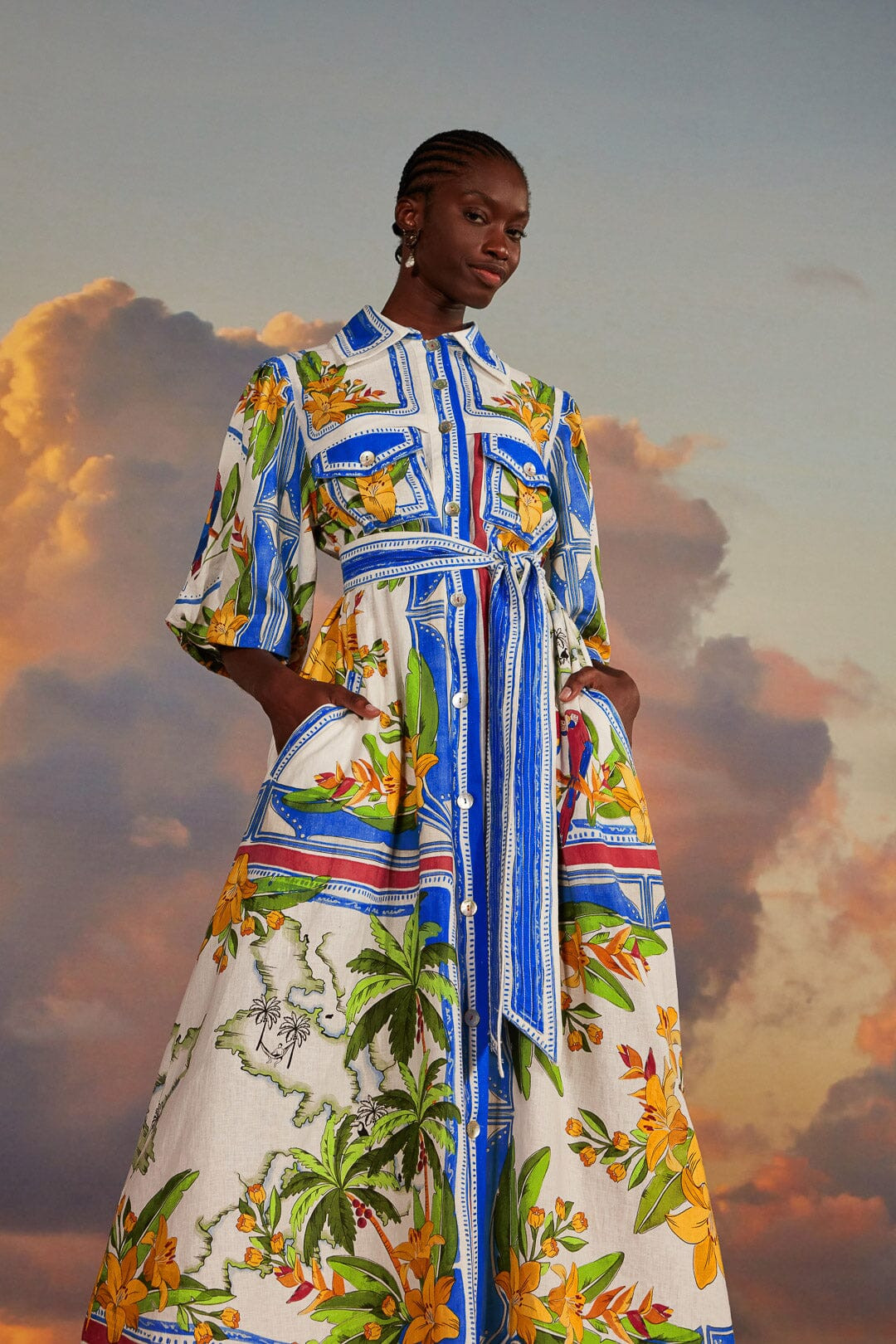 Off-White Tropical Destination Midi Dress | FarmRio (US)