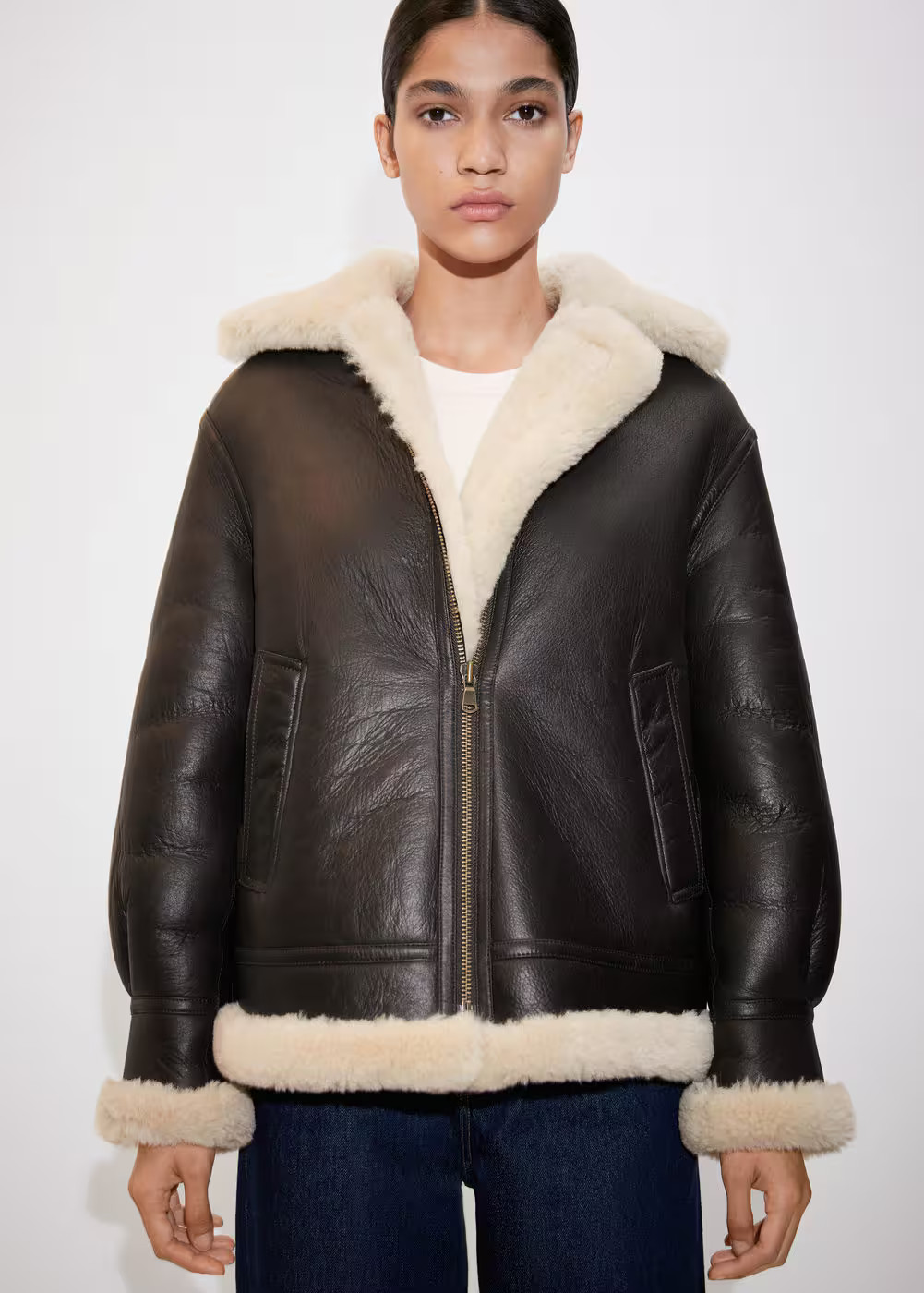 Shearling-lined coat -  Women | Mango USA | MANGO (US)