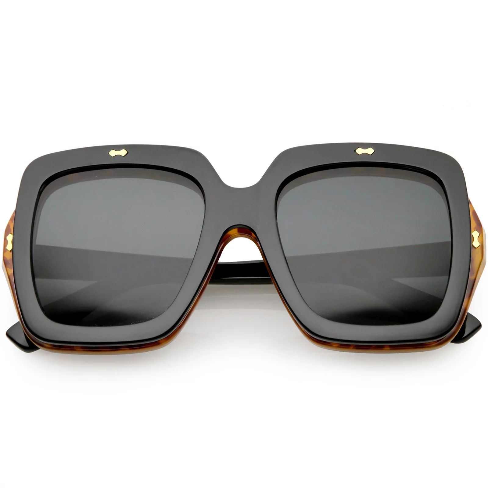 Oversize Flip Up Square Sunglasses Neutral Colored Lens Clear Lens 54mm (Black Tortoise / Smoke) | Walmart (US)