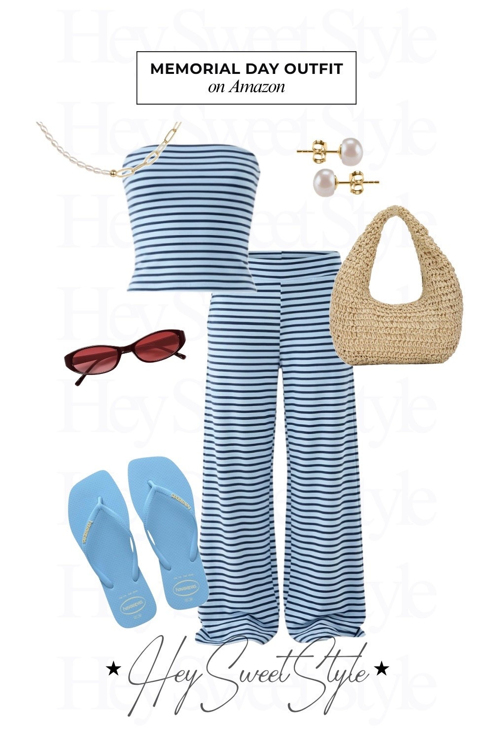 Light blue striped set ☁️ | 12 Memorial Day Outfit Ideas on Amazon 🇺🇸⭐️