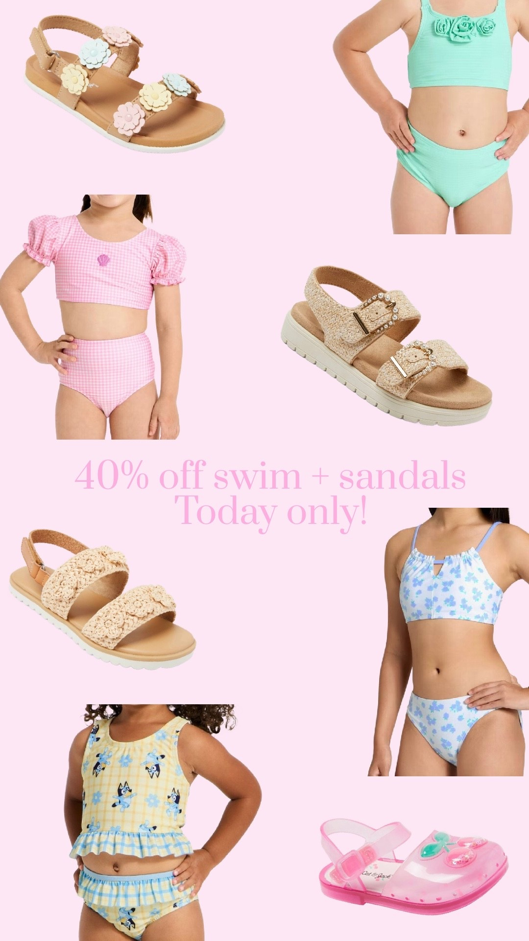40% off swimsuits + sandals today only!
Toddler girl swim on sale



#LTKSwim #LTKKids #LTKSaleAlert