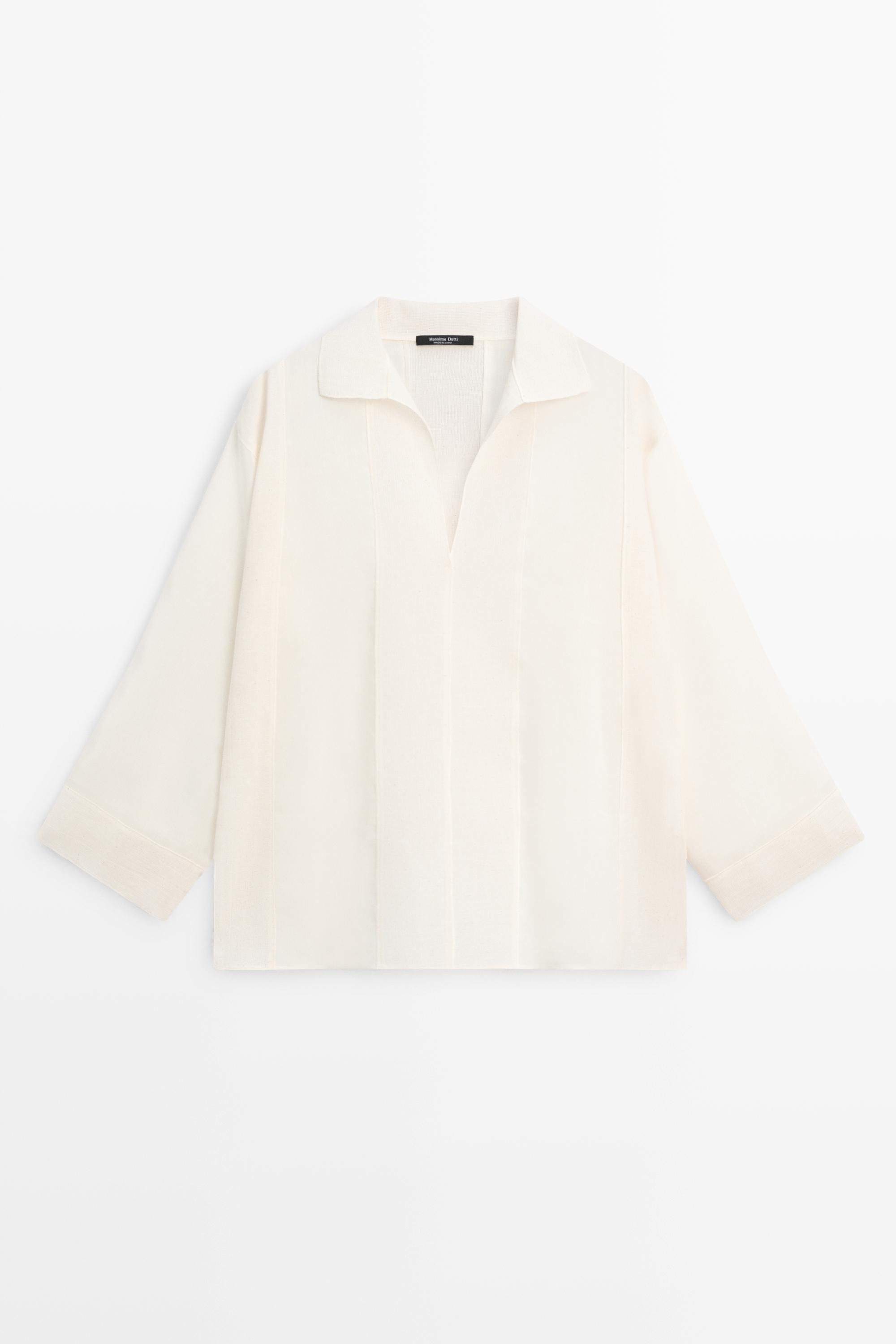 Flie\u00dfende Bluse mit Ziern\u00e4hten | Massimo Dutti DE