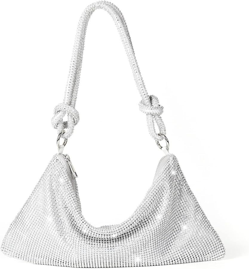 Valleycomfy Chic Rhinestone Purses for Women Sparkly Evening Handbag Bling Hobo Bag Shiny Silver ... | Amazon (US)