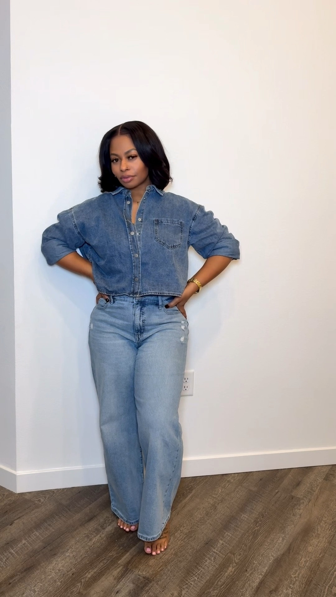 Denim on denim will never get old 💙

5’2 | 158 lbs | Wearing a size Large oversized denim ex-boyfriend shirt for that perfectly relaxed, borrowed-from-the-boys vibe + size 4 wide-leg blue jeans for a laid-back, effortless fit.

This fit is weekend-never-ends vibes — perfect for running errands on Saturday or heading to Sunday service. Effortless, confident, and put-together. Oversized layers, wide-leg denim, and bold feminine energy redefining casual chic ✨

All details linked in my LTK 🤍

#DenimOnDenim #WideLegJeans #OversizedDenim #ExBoyfriendShirt #PetiteStyle #Size4Style #CurvyPetite #EverydayFashion #SundayServiceStyle #SaturdayErrands #ModernStyle #BlueJeanVibes

#LTKgrwm #LTKootd #LTKmomlife