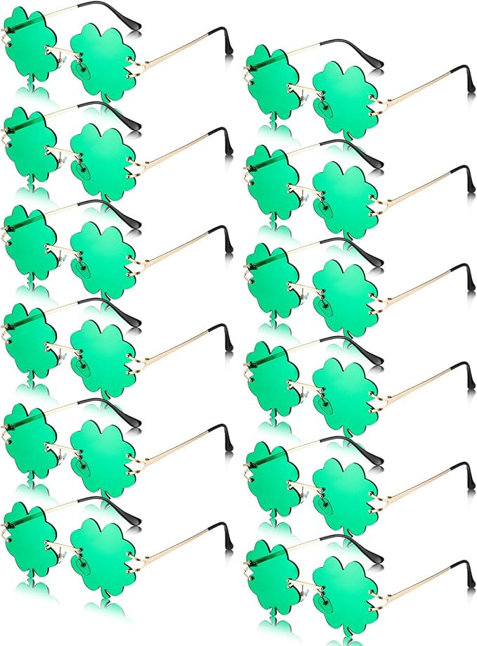 Copkim St. Patrick's Day Glasses Green Shamrock Sunglasses Irish Rimless Glasses for Party Favor ... | Amazon (US)