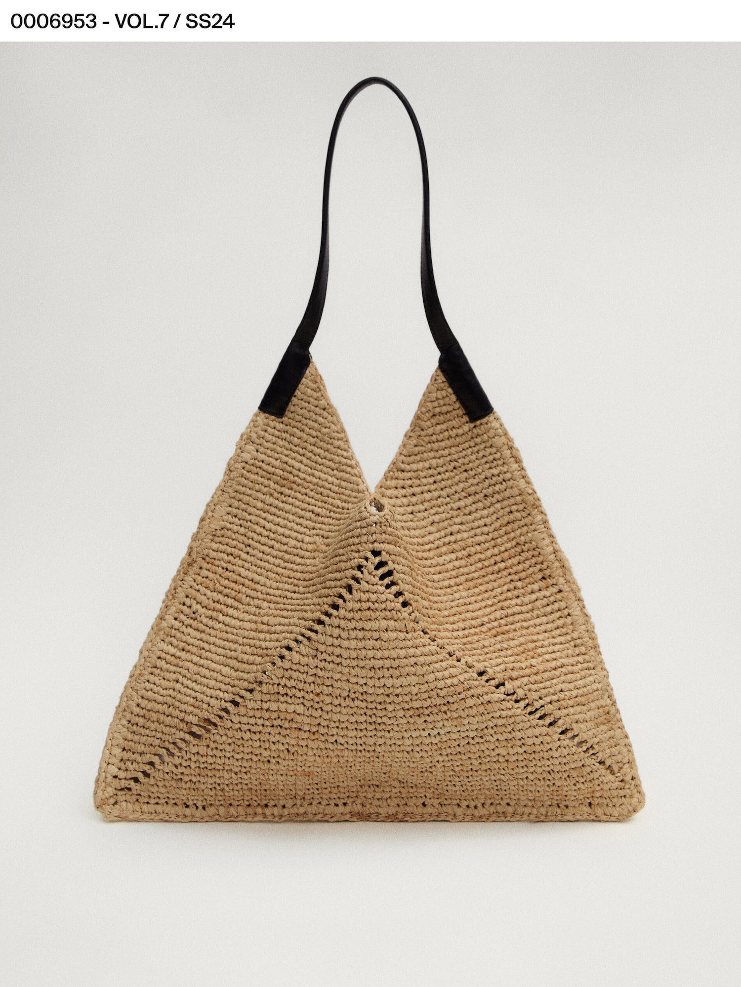 Raffia flat shopper bag with leather handle | Massimo Dutti US