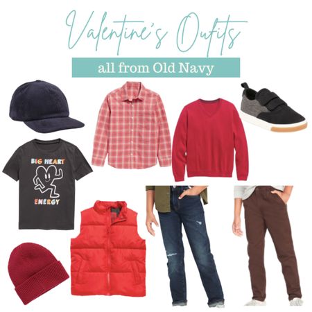 Old Navy Valentine’s Day looks for boys. Valentine’s outfits for boys. Old Navy sale  

#LTKkids #LTKsalealert #LTKSeasonal