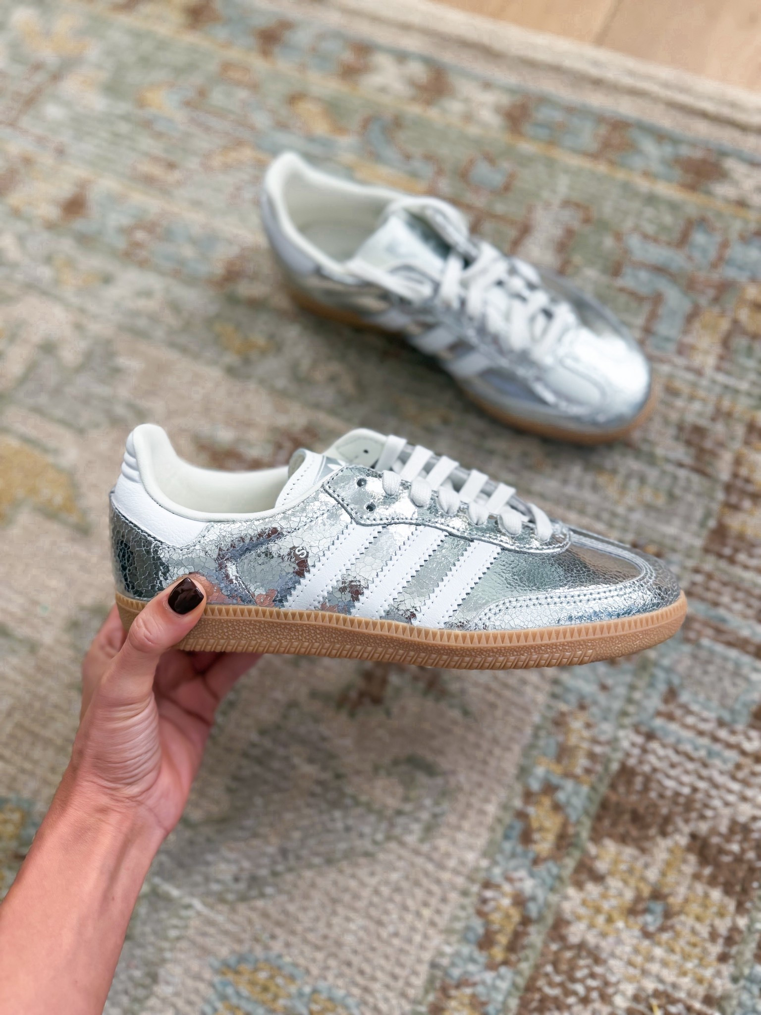 Adidas Samba OG silver are TTS. Fall sneakers. Neutral sneakers. Disney shoes. Travel shoes. Walking shoes - so comfy!

#LTKShoeCrush #LTKTravel #LTKSeasonal