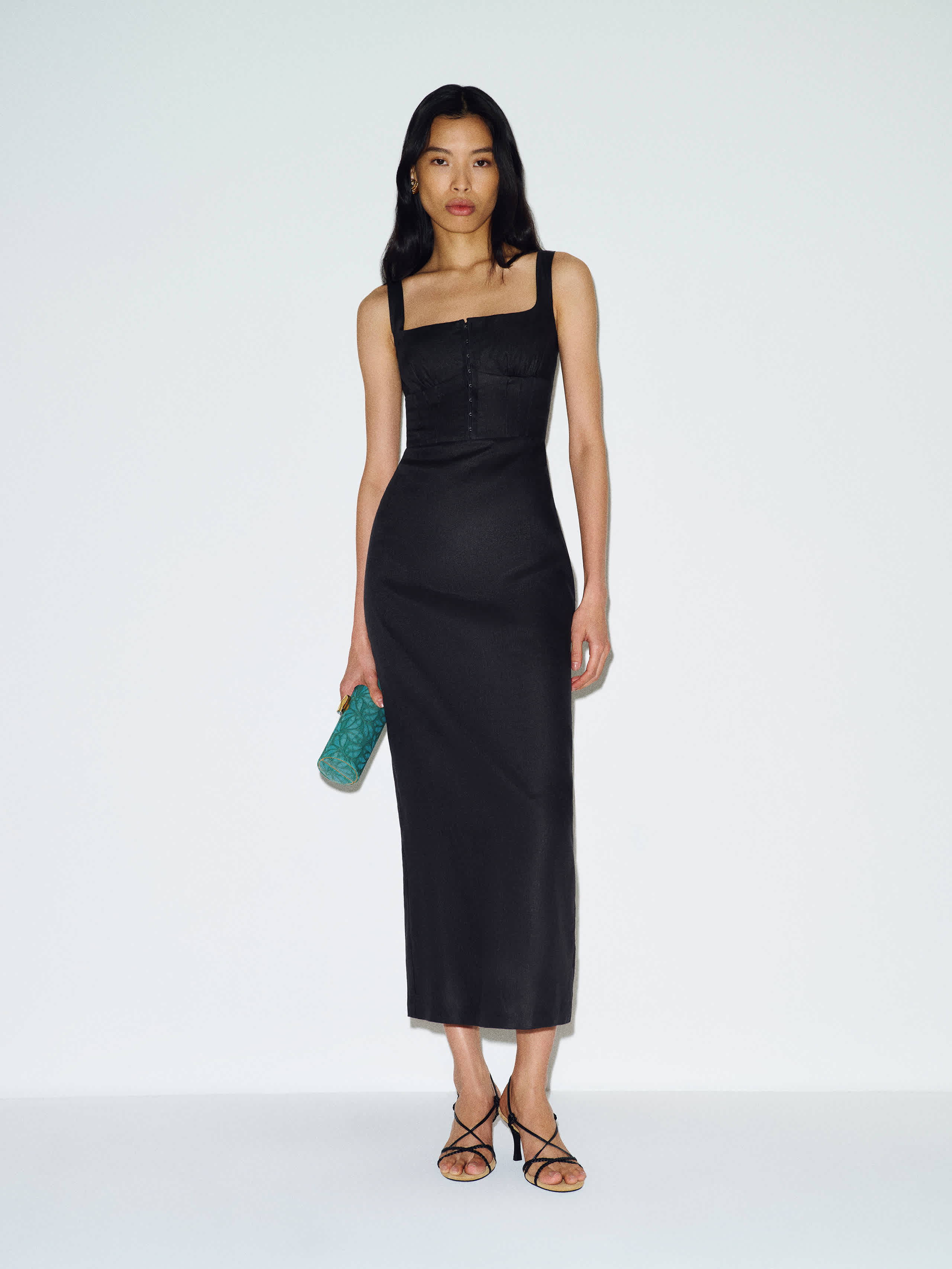 Reformation Lisa Linen Dress Black 12 | Reformation (Global)