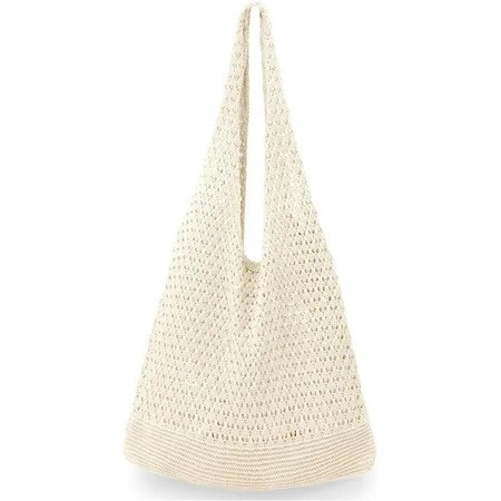 Gocvo Crochet Bag for Women, Crochet Tote Summer Bag Mesh Large Shoulder Bag (Beige 14 x 10 x 26.5in) | Walmart (US)