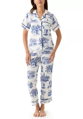 Katie Kime Women's New Orleans Toile Printed Pajama Set, Blue, Small | Belk