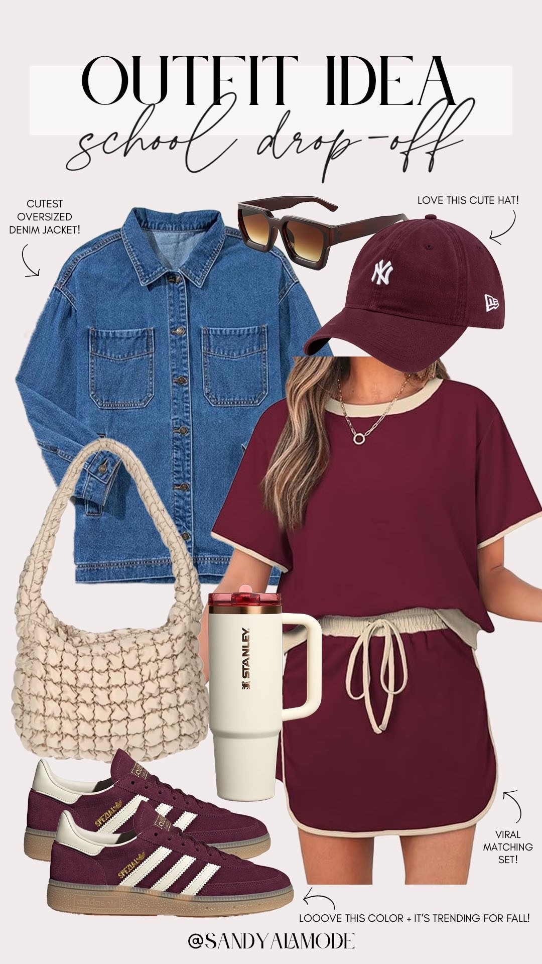 Trendy fall fashion. Summer to fall style. School drop off outfit idea. Amazon fashion. Walmart puffer tote. Trendy fall color. Berry burgundy for fall  

#LTKStyleTip #LTKSeasonal #LTKFindsUnder100