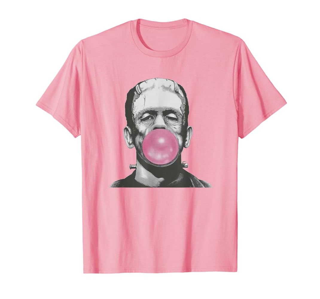 Frankenstein Monster T-Shirt with Pink Bubblegum Bubble T-Shirt | Amazon (US)