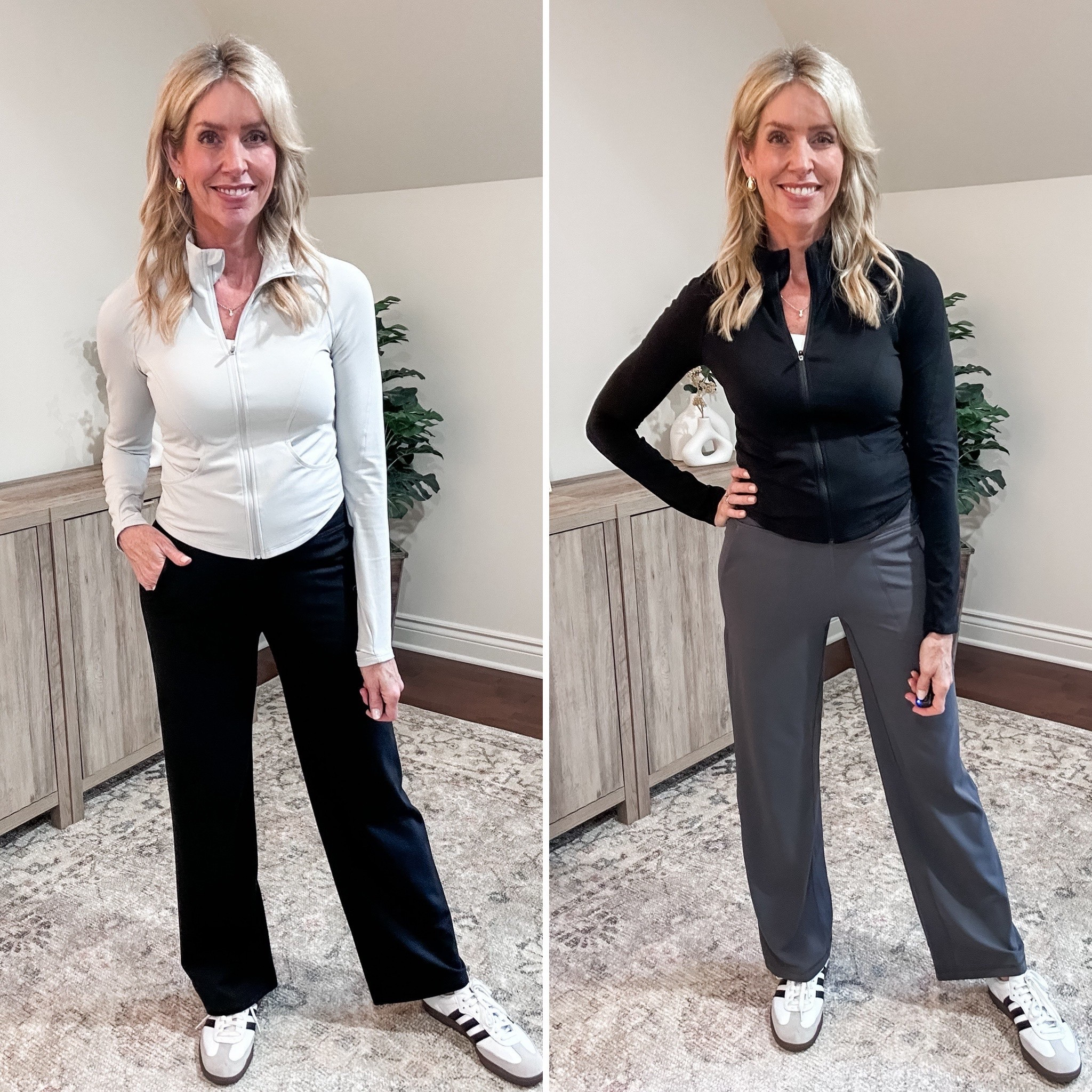 These comfy Amazon yoga pants instead! They come in 5 different lengths and 8 sizes. Plus many, many colors. You can even dress them up and wear them to work!

My zip up jacket is great for active days or around town. The thumb holes keep my hands toasty warm on chilly days!  It comes in 4 different colors.

Pants fit true to size and I am wearing a small. I sized up in the jacket, it runs small.

#LTKOver40 #LTKFindsUnder50 #LTKActive