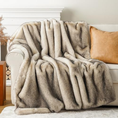 BATTILO Luxury Faux Fur Throw Blanket for Couch, Home Decor, 50"x60", Thick | Amazon (US)