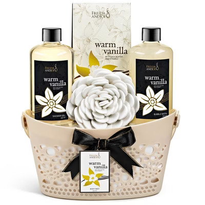 Freida & Joe Bath & Body Gift Set for Men and Women 5-Piece Spa Kit and Reusable Beautiful Basket | Target