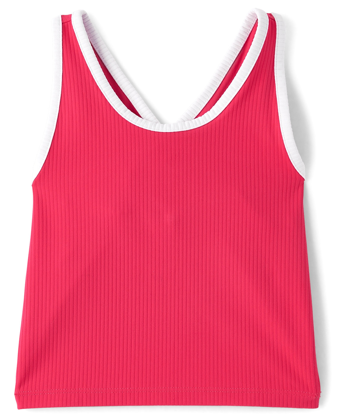 Girls Contrast Ribbed Cross Back Tank Top - pink | The Children's Place