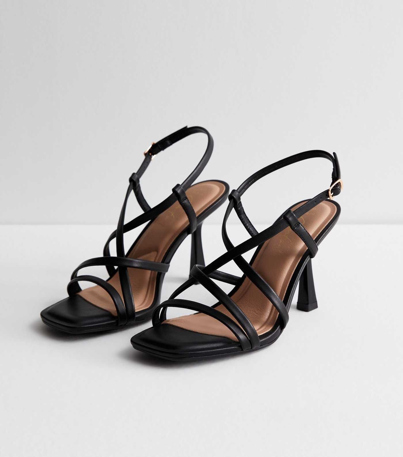 Wide Fit Black Strappy Stiletto Heel Sandals | New Look | New Look (UK)