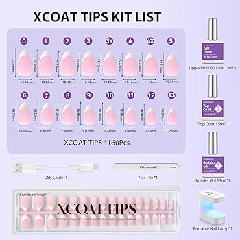 BTArtboxnails XCOATTIPS French Nail Tips - Short Almond Nail Tips with Nail Gel, French Protecing... | Amazon (US)