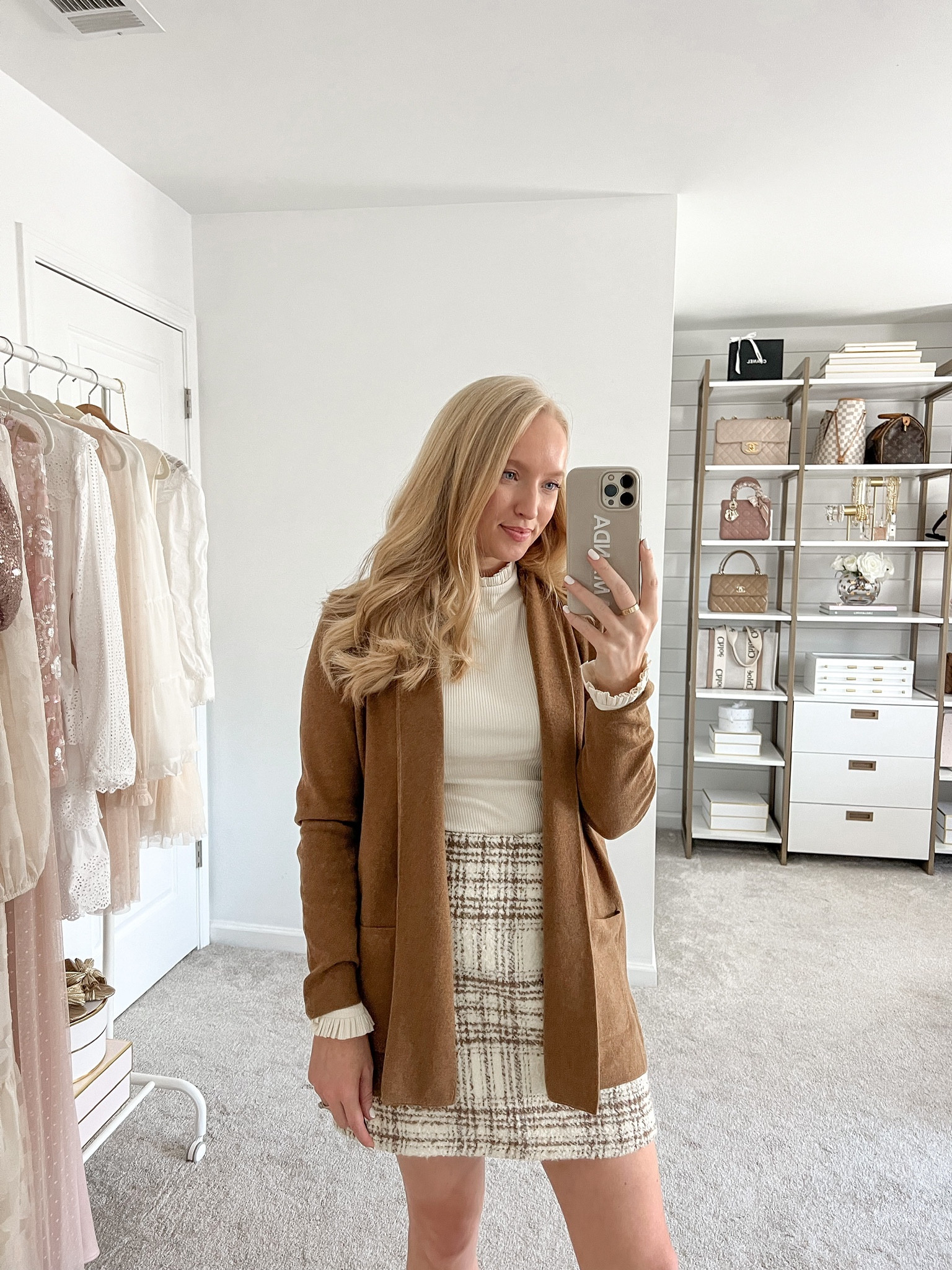 Chic and simple workwear outfit idea for cooler weather. Love this top from J.Crew to pair with this adorable skirt.

#LTKstyletip #LTKunder100 #LTKworkwear