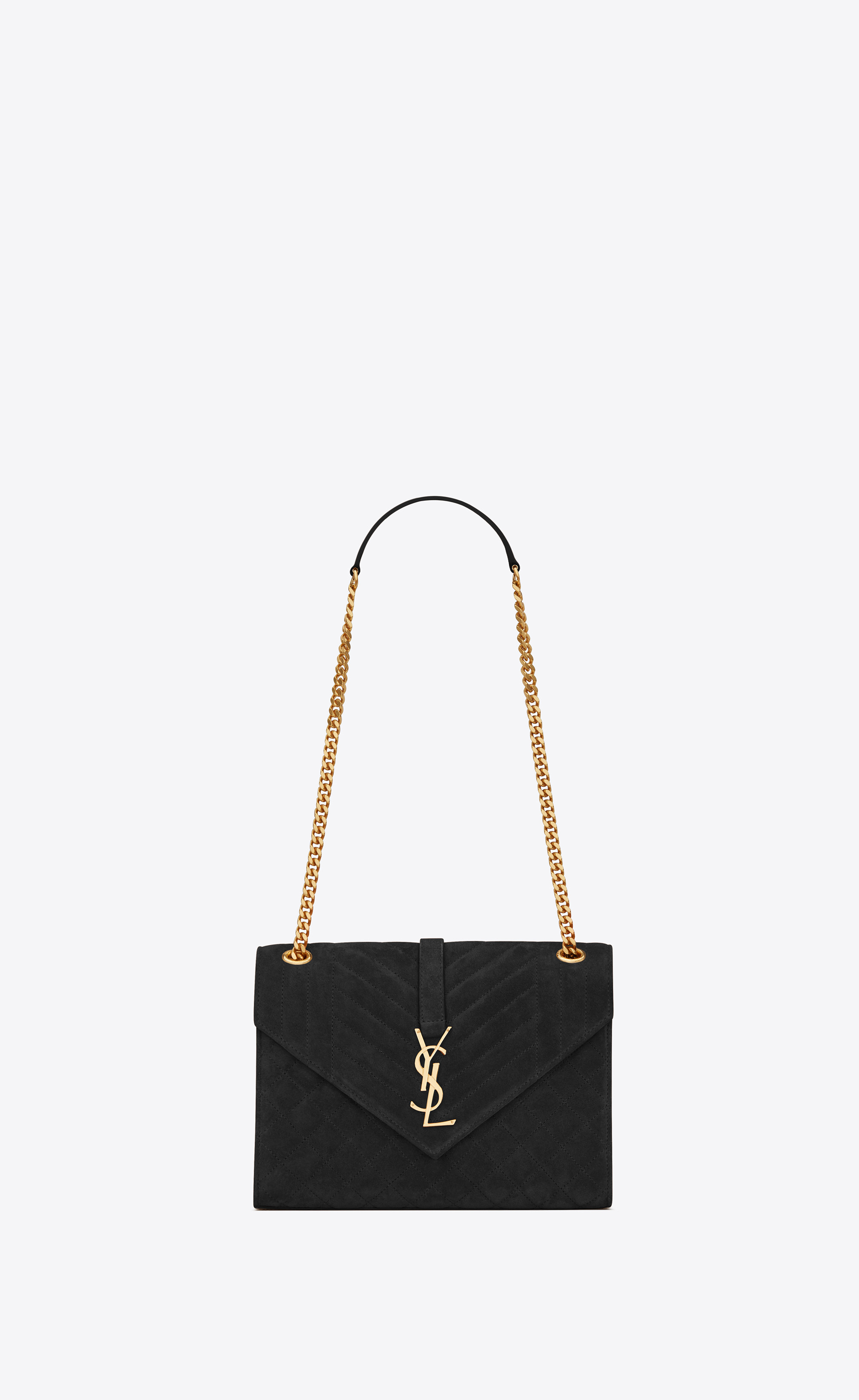 Envelope Medium Bag In Mix Matelassé Suede Black Onesize | Saint Laurent Inc. (Global)