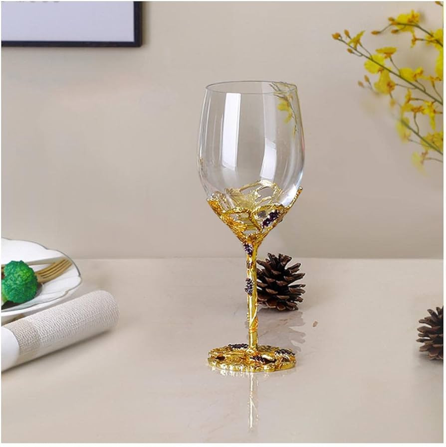 Glass wine glass Creative Enamel Color Crystal Red Wine Glass Decanter Set Goblet Wedding Glasses... | Amazon (US)