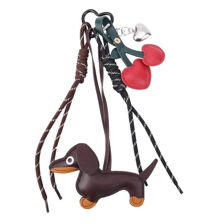 Inadays Leather Dachshund Keychain, Dachshund Keychain Bag Pendant Key Chain Cute Puppy Dog Charm... | Walmart (US)