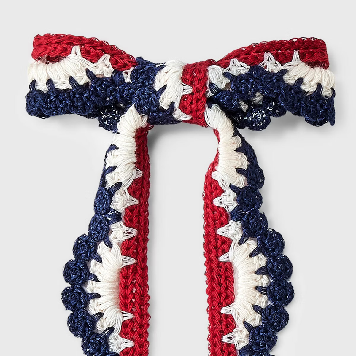 Americana Knitted Hair Bow Barrette - Red/White/Blue | Target