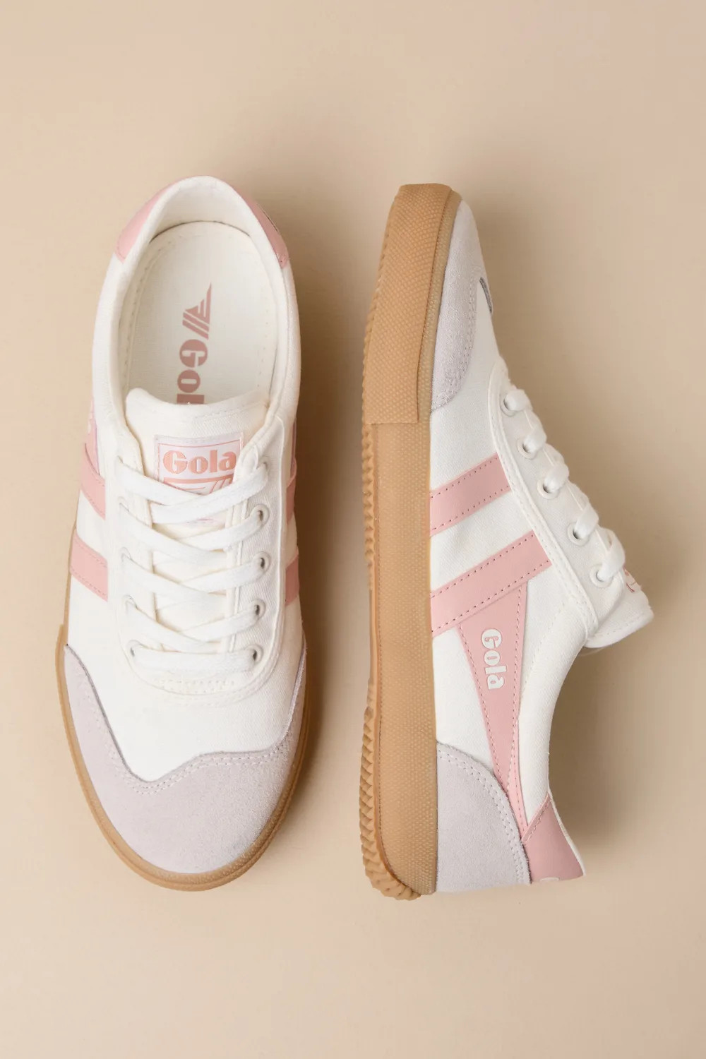 Badminton Plimsoll Off White and Pearl Pink Suede Sneakers | Lulus