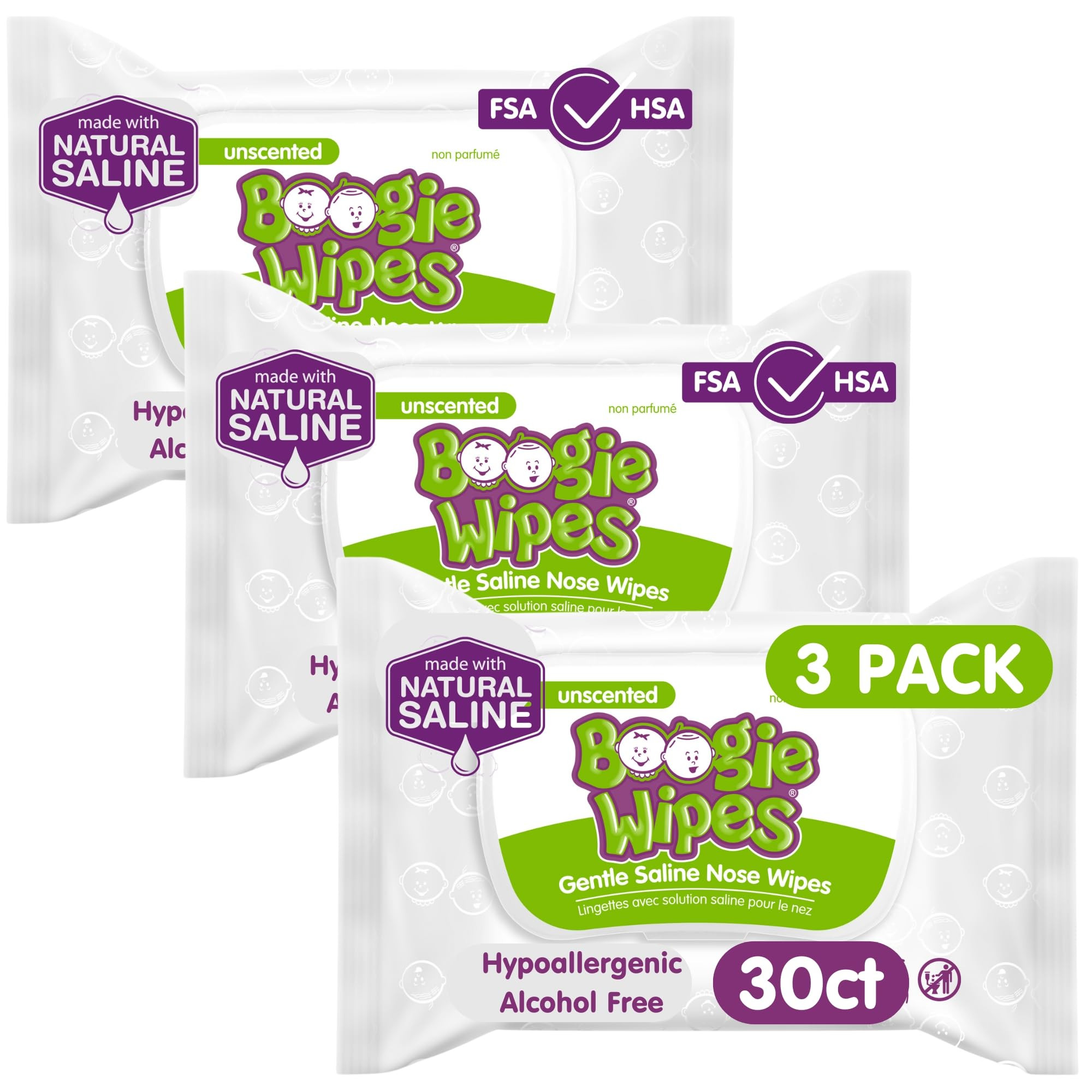 Boogie Wipes, Saline Wipes for Baby & Kids, Nose Booger Wipes for Allergy Relief, Face, Hand & Bo... | Amazon (US)