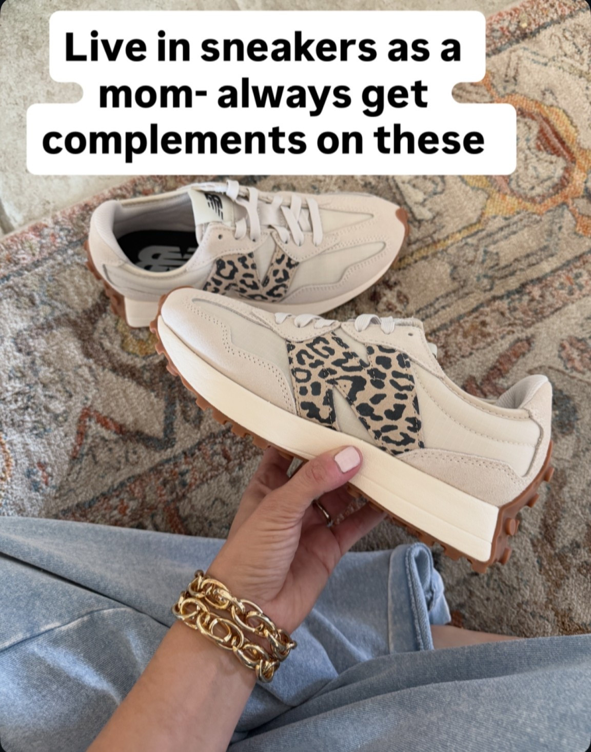 The cutest leopard detail on these sneakers true sizing and go with everything! #newbalace #sneakers #momstyle #casualoutfit 

#LTKActive #LTKootd #LTKgrwm