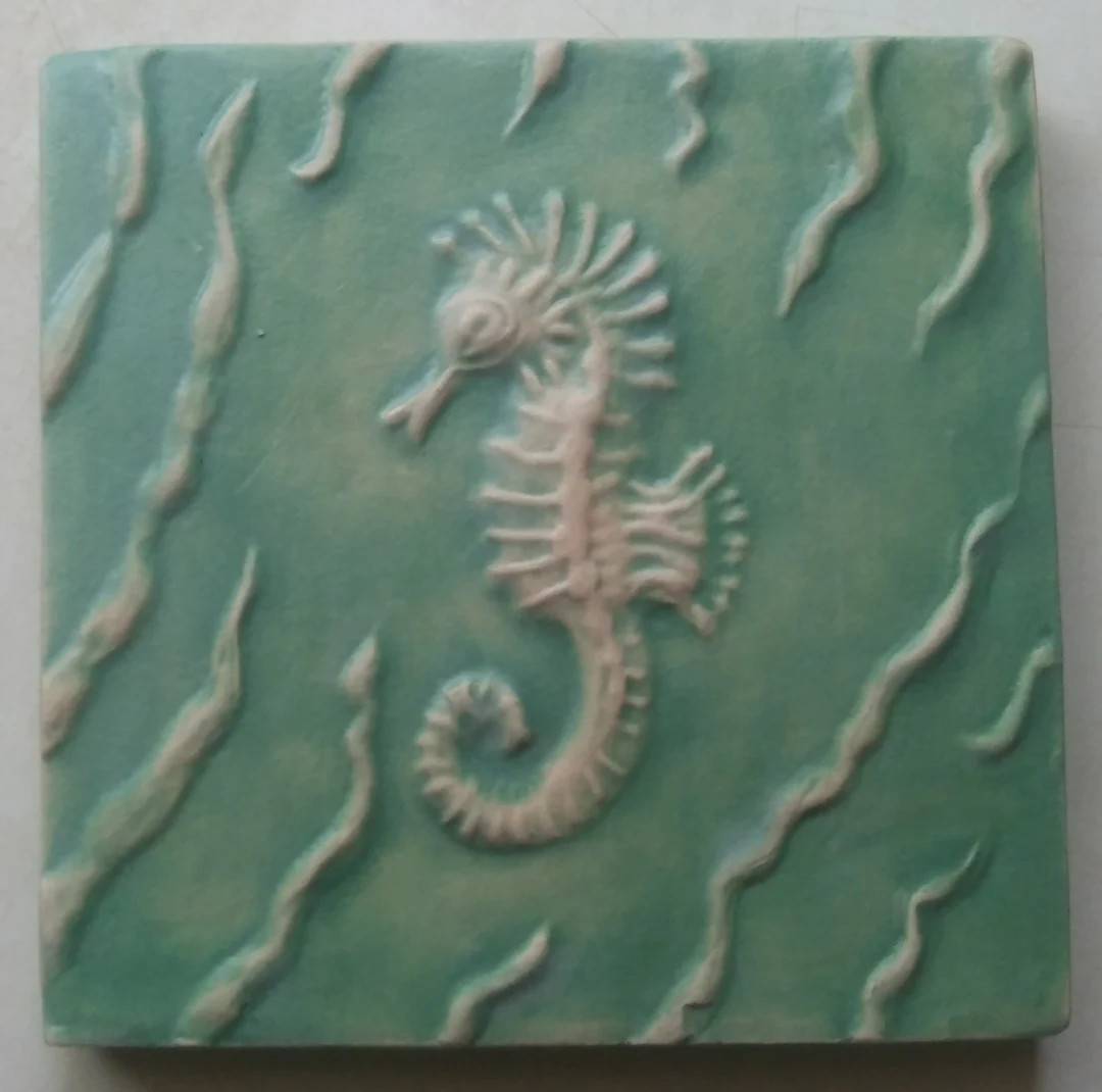 Seahorse - 4x4 inch bas-relief tile | Etsy (Global)