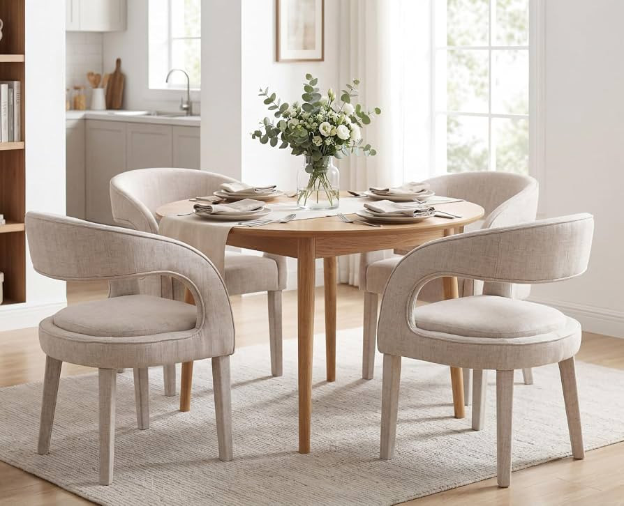 Shunzhi Modern Upholstered Dining Chairs Set of 4, Barrel Dining Room Chairs, Kitchen Chairs with... | Amazon (US)
