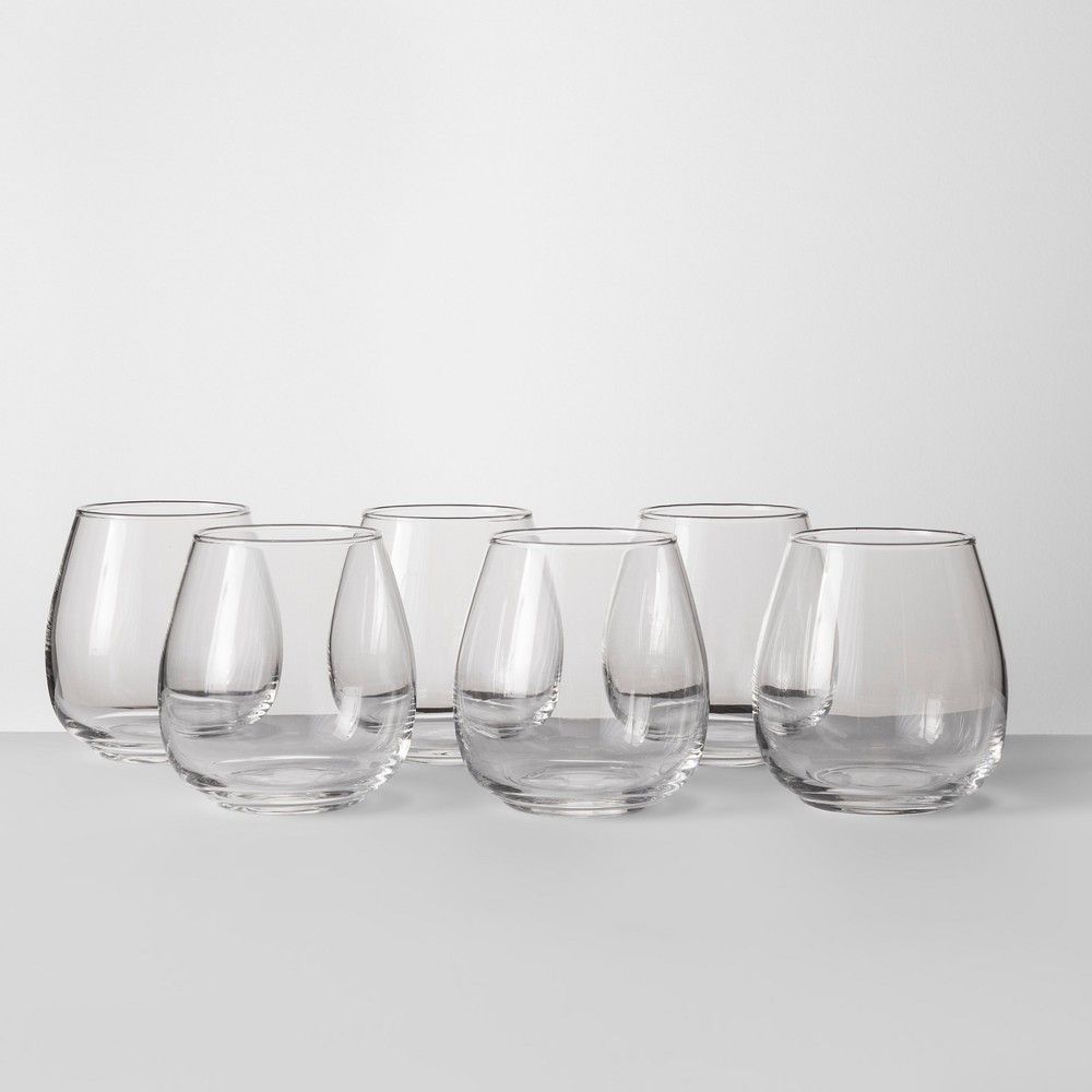 16oz 6pk Glass Stackable Stemless Wine Glasses - Made By Design™ | Target