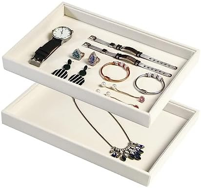 Coward 2Pcs/Set Stackable Jewerlry Organizer Tray Beige Velvet Blank Tray Holder for Beads Bracel... | Amazon (US)