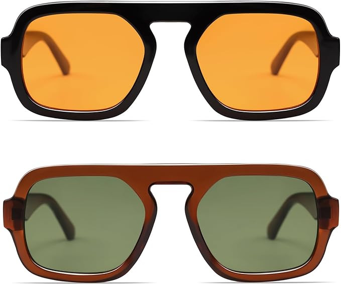 VANLINKER Oversized Retro Square Aviator Sunglasses for Women Men 70s Vintage Style Trendy Big Fl... | Amazon (US)