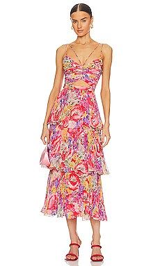AMUR Luke Pleated Tier Dress in Poppy Field Pastel Floral from Revolve.com | Revolve Clothing (Global)