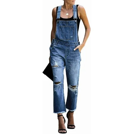 luvamia Women Overalls Denim Bib Jeans Adjustable Jumpsuit Rompers Size S-2XL | Walmart (US)