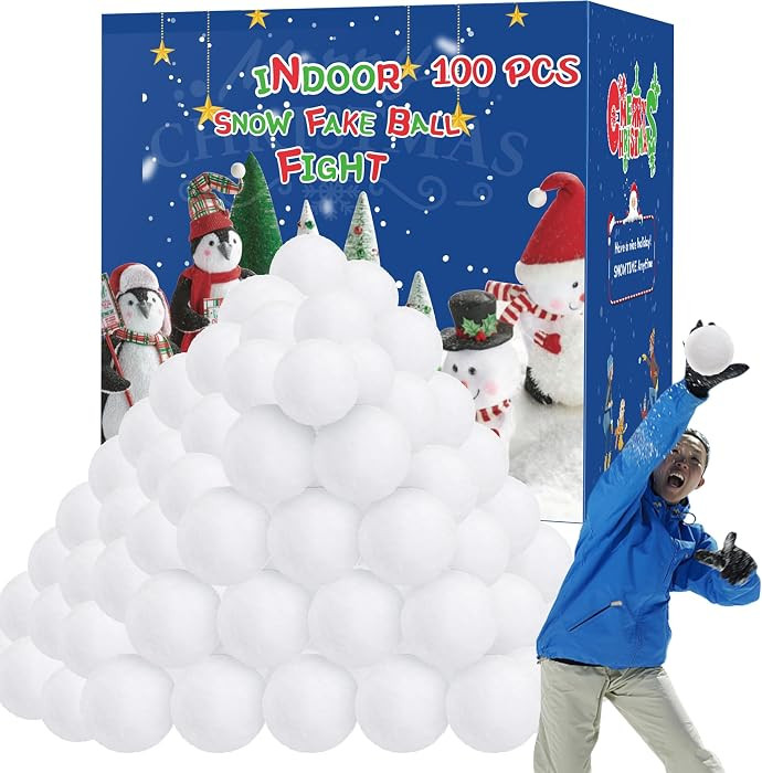 100 PCS Snow Fake Balls, Soft Artificial Snow Toy Balls for Kids, Indoor Snow Fight Ball Set for ... | Amazon (US)