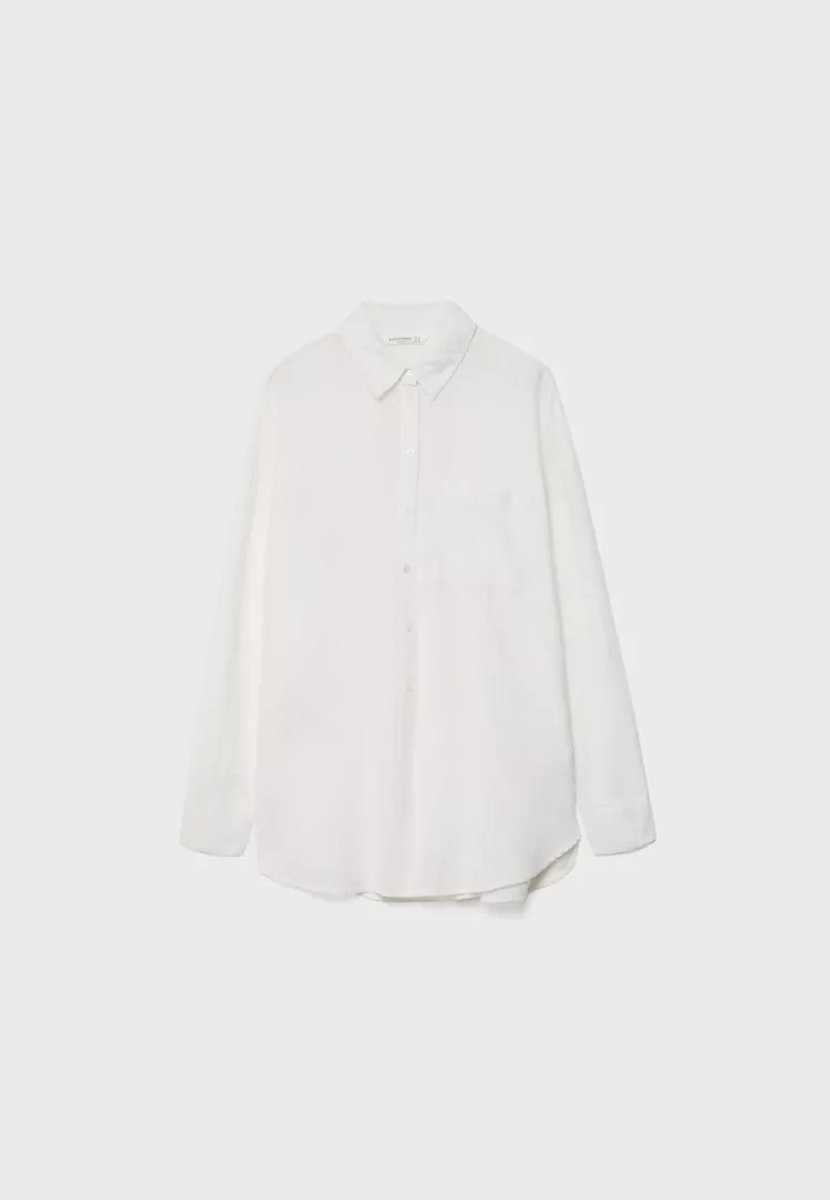 Basic flowing shirt with pocket - Women's Shirts & Blouses | Stradivarius United Kingdom | Stradivarius (UK)