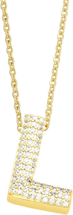 LCLMHJ Bubble Letter Necklace Dainty Balloon Initial Necklace for Womens Mens Iced Out Cubic Zirc... | Amazon (US)