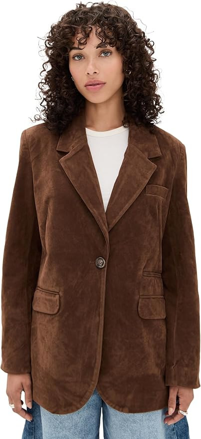 Free People Women's Paper Cut Vegan Suede Blazer | Amazon (US)