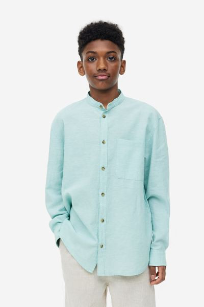 Linen-blend Henley Shirt | H&M (US + CA)